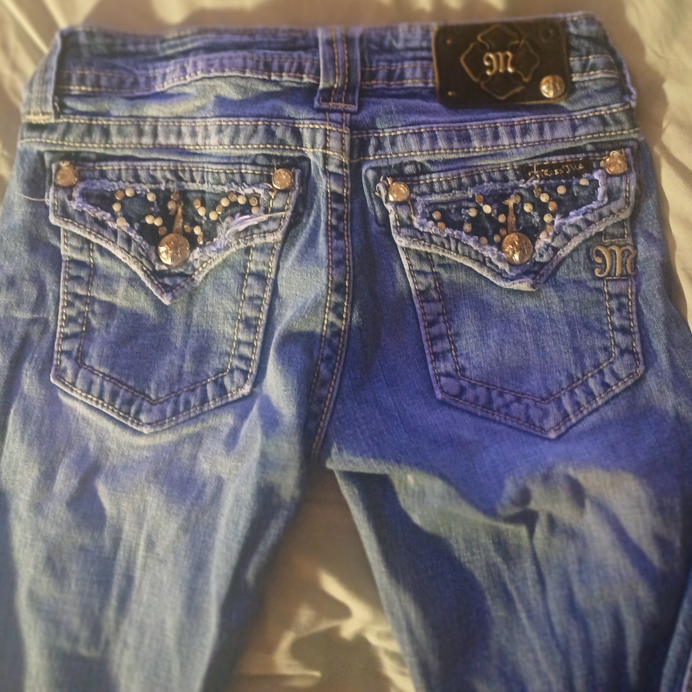 Miss Me Blue Boot Cut Jeans with Embellished Design